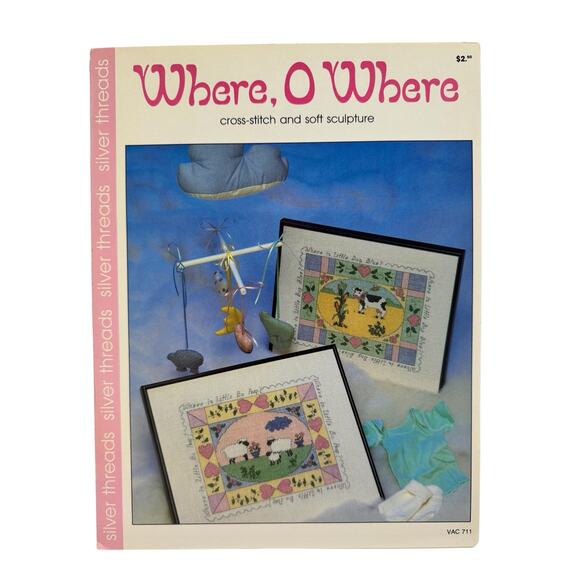 Vintage Where O Where Cross Stitch Soft Sculpture Design Trifold Baby Nursery - Picture 1 of 2